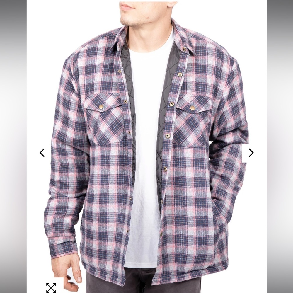 Visive The Jacob Quilted Mens Button Down Flannel Jacket